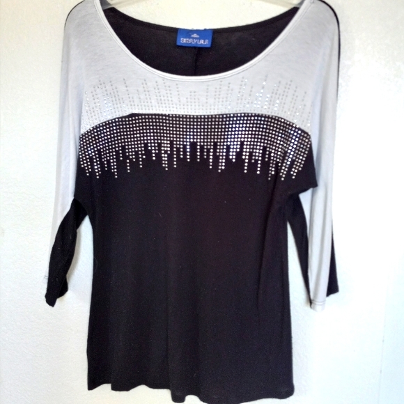 Ladies top black and white with bling Lala medium - Picture 1 of 5